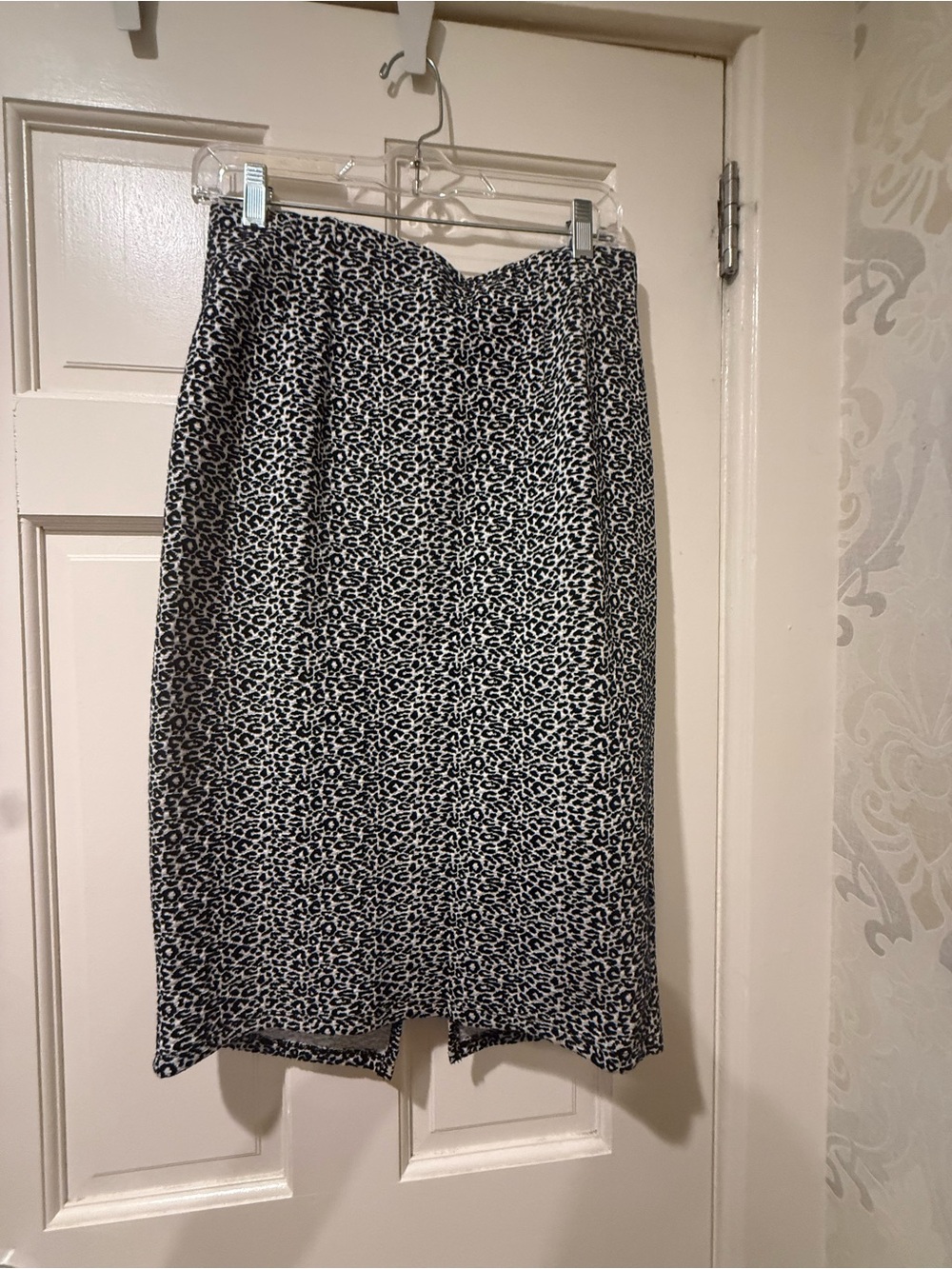 Anthropologie X Maeve Black and White Leopard-Print Midi Skirt